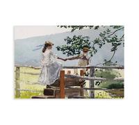 QIENAZIO On The Stile Winslow Homer Art Print Vintage Landscape Watercolor Rural Aesthetic Canvas Art Wall Decor Posters Home Bar Restaurant Garage Cafe Logo Gifts 12x18inch(30x45cm)