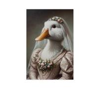 QIENAZIO Portrait of Duck in Wedding Dress, Funny Animal Wedding, Bride Canvas Modern Poster Wall Art Decor Prints Paintings Living Room Bedroom Decor 20x30inch(50x75cm)