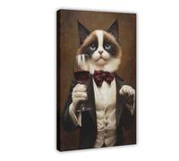 QIENAZIO Ragdoll in Tuxedo, Pet Portrait, Funny Animal Canvas Wall Art Posters And Prints Room Aesthetic Bedroom Office Decor 16x24inch(40x60cm)