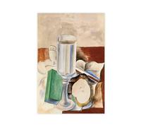 QIENAZIO Still Life with Glass And Apple Picasso Art Food Print Vintage Aesthetic Canvas Art Wall Decor Posters Home Bar Restaurant Garage Cafe Logo Gifts 24x36inch(60x90cm)