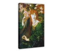 QIENAZIO Wreath, Pre-Raphaelite Engraving by Dante Gabriel Rossetti Canvas Modern Poster Wall Art Decor Prints Paintings Living Room Bedroom Decor 16x24inch(40x60cm)