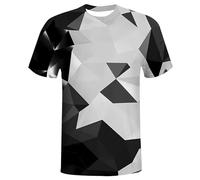 QiErDesign Basketball T-Shirts for Men Women Boys 3D Printed T-Shirts Short Sleeve Graphic Tees Shirt, Black White Diamond, Large