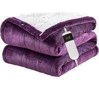 Qieryun Heated Blanket 180×200cm Electric Blanket, 10 Heating Settings, 1-8h Timer overheat Protection, Machine Washable, Flannel & Sherpa Full Body Warming, Electric Throw Blanket for Sofa