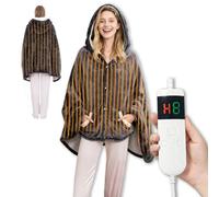 Qieryun Heated Blanket Wearable Electric Throw, Heated Robe Poncho Blanket Hoodie for Adult, Electric Heated Wrap Poncho Shawl with Pockets, 10 Heating Levels & 8 Hours Time Settings, 40'' X 70''