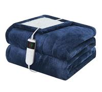 Qieryun Heated Electric Blanket 130x160cm Machine Washable Fleece & Sherpa Heated Blanket, Digital Controller, 10 Heating Settings, Automatically Turn Off After 8 Hours