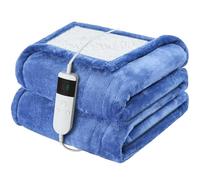 Qieryun Heated Electric Blanket 180x200cm Machine Washable Fleece & Sherpa Heated Blanket, Digital Controller, 10 Heating Settings, Automatically Turn Off After 13 Hours