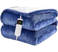 Qieryun Heated Throw 130X160cm Electric Blanket, 10 Heating Settings, 1-8h Timer overheat Protection, Machine Washable, Flannel & Sherpa Full Body Warming, Electric Throw Blanket for Sofa