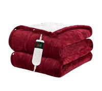 Qieryun Heated Throw Electric Blanket, 10 Heating Settings, 1-8h Timer overheat Protection, Machine Washable, Flannel & Sherpa Full Body Warming, Electric Throw Blanket for Sofa