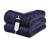 Qieryun Heated Throw Electric Blanket, 10 Heating Settings, 1-8h Timer overheat Protection, Machine Washable, Flannel & Sherpa Full Body Warming, Electric Throw Blanket for Sofa