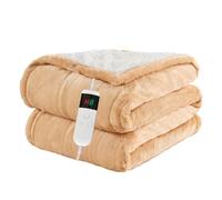 Qieryun Heated Throw Electric Blanket, 10 Heating Settings, 1-8h Timer overheat Protection, Machine Washable, Flannel & Sherpa Full Body Warming, Electric Throw Blanket for Sofa