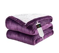 Qieryun Heated Throw Electric Blanket, 10 Heating Settings, 1-8h Timer overheat Protection, Machine Washable, Flannel & Sherpa Full Body Warming, Electric Throw Blanket for Sofa