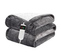 Qieryun Heated Throw Electric Blanket, 10 Heating Settings, 1-8h Timer overheat Protection, Machine Washable, Flannel & Sherpa Full Body Warming, Electric Throw Blanket for Sofa