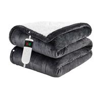 Qieryun Heated Throw Electric Blanket, 10 Heating Settings, 1-8h Timer overheat Protection, Machine Washable, Flannel & Sherpa Full Body Warming, Electric Throw Blanket for Sofa