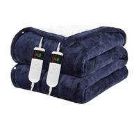 Qieryun Heated Throw Electric Blanket, 10 Heating Settings, 1-8h Timer overheat Protection, Machine Washable, Flannel & Sherpa Full Body Warming, Electric Throw Blanket for Sofa