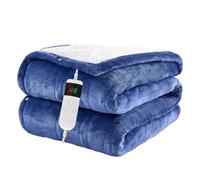 Qieryun Heated Throw Electric Blanket, 10 Heating Settings, 1-8h Timer overheat Protection, Machine Washable, Flannel & Sherpa Full Body Warming, Electric Throw Blanket for Sofa