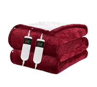 Qieryun Heated Throw Electric Blanket, 10 Heating Settings, 1-8h Timer overheat Protection, Machine Washable, Flannel & Sherpa Full Body Warming, Electric Throw Blanket for Sofa