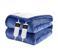 Qieryun Heated Throw Electric Blanket, 10 Heating Settings, 1-8h Timer overheat Protection, Machine Washable, Flannel & Sherpa Full Body Warming, Electric Throw Blanket for Sofa