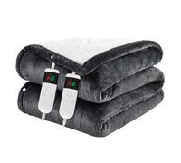 Qieryun Heated Throw Electric Blanket, 10 Heating Settings, 1-8h Timer overheat Protection, Machine Washable, Flannel & Sherpa Full Body Warming, Electric Throw Blanket for Sofa