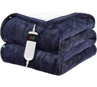 Qieryun Heated Twin 150×200cm Electric Blanket, 10 Heating Settings, 1-8h Timer overheat Protection, Machine Washable, Flannel & Sherpa Full Body Warming, Electric Throw Blanket for Sofa