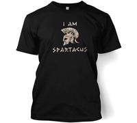QIESHEOK I Am Spartacus Unisex 100% Cotton Short-Sleeve T-Shirts Black S