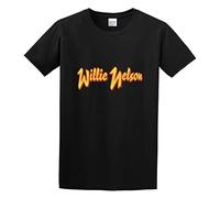 QIESHEOK Nelson Willie Logo Unisex 100% Cotton Short-Sleeve T-Shirts Black XXXL