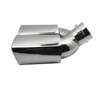 QIFHFBA Muffler Tail Pipe 1PCS Universal Double Outlet Exhaust Tip Nozzle Rear Muffler Tip Square Mouth Exhaust Pipe Muffler Inlet 60mm Exhaust Tail Muffler Tip Pipe(Silver Curved)