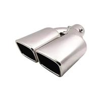 QIFHFBA Muffler Tail Pipe 1PCS Universal Double Outlet Exhaust Tip Nozzle Rear Muffler Tip Square Mouth Exhaust Pipe Muffler Inlet 60mm Exhaust Tail Muffler Tip Pipe(Silver Straight)