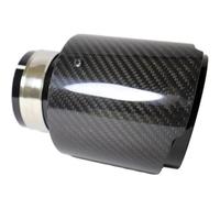 QIFHFBA Muffler Tail Pipe Car Glossy Carbon Fiber Muffler Tip Exhaust Pipe Mufflers Nozzle Universal Straight Stainless Black Exhaust Tail Muffler Tip Pipe(63MM IN 101MM OUT)