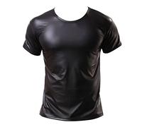 QIFLY Men Half Sexy Bulge Pouch Lingerie Sets Men's Sling Stretch Singlet Mankini Thong Jockstrap Leotard Sexy Leather Bodysuit Boxer Sexy Hot Swimming Thong Swimwear Black