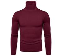QIFLY Men's Crew Neck Sweater Men's Turtleneck Roll Neck Polo Necks Slim Fit Pullover Sweaters Warm Top Cotton Long Sleeved Slim Fit Jumper Sweatshirt
