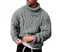 QIFLY Mens Plain Ribbed Cotton High Neck Turtle Polo Top Jumper Warm Top Cotton Long Sleeved Turtle Neck Ribbed Textured Jumper Pullover Top Full Long Sleeve Pullover Casual Basic