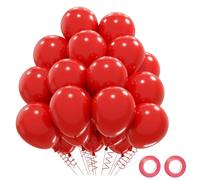 QIFU 12inch Red Balloons, 50pcs Strong Thick Red Latex Balloons, Party Balloon with 2 Rose Ribbons for Girls Birthday, Christmas, Wedding, Valentine's Day, Christening, Anniversary, Baby Shower