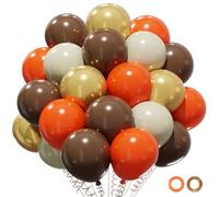 QIFU Autumn Balloons Orange Brown Balloons, 50Pcs Burnt Oranges Gold Brown Balloon with Autumn Theme Balloon for Autumn Fall Party Decoration Thanksgiving Decorations Birthday Party 12 Inch