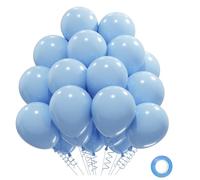 QIFU Baby Blue Balloons 31 Pack, 12 inch Light Blue Balloons Baby Boy Balloon with Azure Ribbons for Blue Theme Birthday Party Decorations Christening Wedding Gender Reveal Boy Baby Shower Graduation