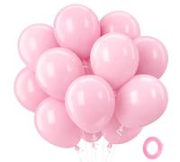 QIFU Baby Pink Balloons 100 Pack - 12 Inch Strong Thicken Baby Pink Birthday Balloon Round Helium Balloons for Kids Girls Birthday Party Decorations Engagement Anniversary Wedding Valentine's Day