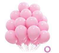 QIFU Baby Pink Balloons 30pcs, 12inch Pastel Pink Latex Party Balloon with Ribbon for Princess Party Birthday Party Decoration Wedding Valentine Day Bridal Shower Baby Shower Gender Reveal Anniversary