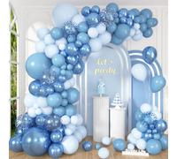 QIFU Blue Balloon Arch Kit, Baby Blue Balloons Garland in Different Sizes 18 12 10 5 Inch, Metallic Balloon Arch for Bluey Birthday Decoration Baby Shower Boys Holy Communion Decoration Anniversary