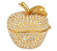 QIFU Decorative Hand Painted Gold Apple Style Jewelry Trinket Box Hinged, Unique Gift Home Decor