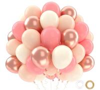 QIFU Dusty Pink and Beige Balloons Set, 52pcs Metallic Rose Gold White Balloon, Nude White Blush Pink Balloons for Bride Baby Shower Girls Women Birthday Decorations Boho Wedding Anniversary