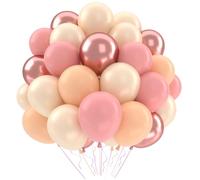 QIFU Dusty Pink Balloons Birthday Decorations, 52pcs 12 Inch Retro Pink Macoron Peach Orange Balloon Metallic Rose Gold Latex Balloons for Birthday Decorations Girls Wedding Baby Shower Christening