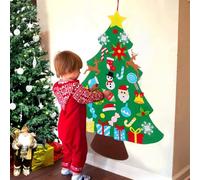 QIFU Felt Christmas Tree for Kids - 3ft DIY Felt Xmas Tree Set with 33pcs Detachable Xmas Ornaments Wall Decor Gifts for Kids & Toddlers, Wall Hanging Xmas Decorations, Christmas Decorations