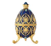 QIFU Hand Painted Blue Easter Egg Decorative Enamel Trinket Box Unique Gift for Family(QF4977)