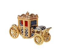 QIFU Hand Painted Blue Royal Carriage Figurine Trinket Box Hinged, Unique Gift for Family