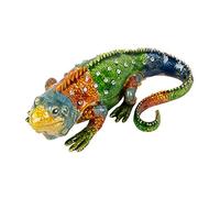 QIFU Hand Painted Enameled Lizard Style Enamel Trinket Box Hinged
