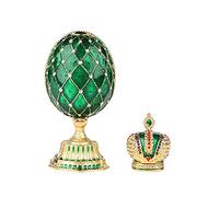 QIFU Hand Painted Green Easter Egg Style Enamel Trinket Box, Jewelry Storage Box
