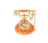 QIFU Hand Painted Orange Telephone Figurine Trinket Box Hinged, Unique Gift for Family(QF775)