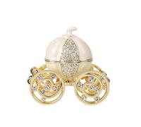 QIFU Hand Painted Pearl White Cinderella Pumpkin Carriage Trinket Box Hinged with Rich Enamel and Sparkling Rhinestones, Unique Gift for Family