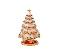 QIFU Hand Painted Pink Christmas Tree Shape Jewelry Trinket Box With Rich Enamel And Sparkling Rhinestones, Unique Gift for Christmas(QFUK4415PI)