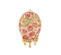 QIFU Hand Painted Pink Clover Easter Egg Style Enamel Trinket Box, Unique Gift for Family