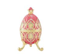 QIFU Hand Painted Pink Easter Egg Style Enamel Trinket Box, Unique Jewelry Box to Store Your Jewelry in Style